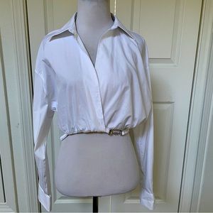 Zara White Crop Collar Blouse